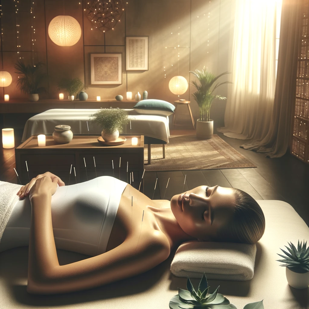 woman relaxing during acupuncture